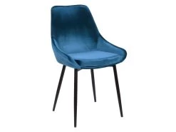 Lot De 2 Chaises - Velours Et Métal Noir - Bleu Nuit - MASURIE -Magasin de meubles de restaurant chaise 282807