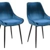 Lot De 2 Chaises - Velours Et Métal Noir - Bleu Nuit - MASURIE -Magasin de meubles de restaurant chaise 282825
