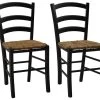 Lot De 2 Chaises PAYSANNE - Hêtre Massif & Paille De Riz - Teinte : Noir -Magasin de meubles de restaurant chaise 284469