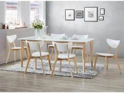 Lot De 6 Chaises CARINE - Hévéa Massif Et MDF - Blanc -Magasin de meubles de restaurant chaise 317315