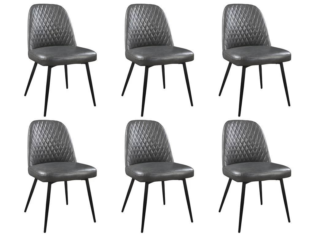 Lot De 6 Chaises JOPLIN - Simili & Métal - Anthracite 9 Lot De 6 Chaises JOPLIN - Simili & Métal - Anthracite – Image 7