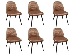 Lot De 6 Chaises JOPLIN - Simili & Métal - Marron -Magasin de meubles de restaurant chaise 319395