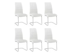 Lot De 6 Chaises NADYA - Simili - Blanc -Magasin de meubles de restaurant chaise 327839