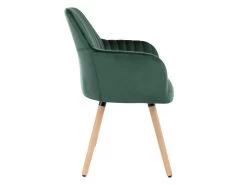 Chaise Avec Accoudoirs - Velours Et Métal Effet Bois - Vert Foncé - ELEANA -Magasin de meubles de restaurant chaise 3299235