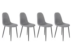 Lot De 4 Chaises EFFIE - Tissu - Gris - Pieds Métal Noir -Magasin de meubles de restaurant chaise 342607