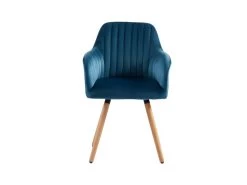 Chaise Avec Accoudoirs - Velours Et Métal Effet Bois - Bleu - ELEANA -Magasin de meubles de restaurant chaise 343489