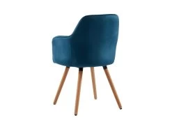 Chaise Avec Accoudoirs - Velours Et Métal Effet Bois - Bleu - ELEANA -Magasin de meubles de restaurant chaise 343491