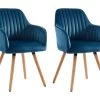 Lot De 2 Chaises Avec Accoudoirs - Velours Et Métal Effet Bois - Bleu - ELEANA 2 Lot De 2 Chaises Avec Accoudoirs - Velours Et Métal Effet Bois - Bleu - ELEANA -Magasin de meubles de restaurant chaise 343525