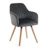 Chaise Avec Accoudoirs - Velours Et Métal Effet Bois - Gris - ELEANA -Magasin de meubles de restaurant chaise 345343