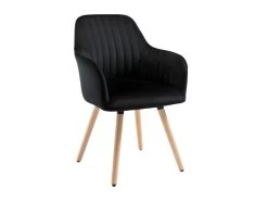 Lot De 2 Chaises Avec Accoudoirs ELEANA - Velours Et Métal Effet Bois - Noir -Magasin de meubles de restaurant chaise 365355