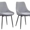 Lot De 2 Chaises MASURIE - Tissu - Gris