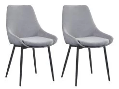 Lot De 2 Chaises MASURIE - Tissu - Gris