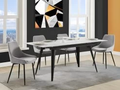 Lot De 2 Chaises MASURIE - Tissu - Gris -Magasin de meubles de restaurant chaise 385925