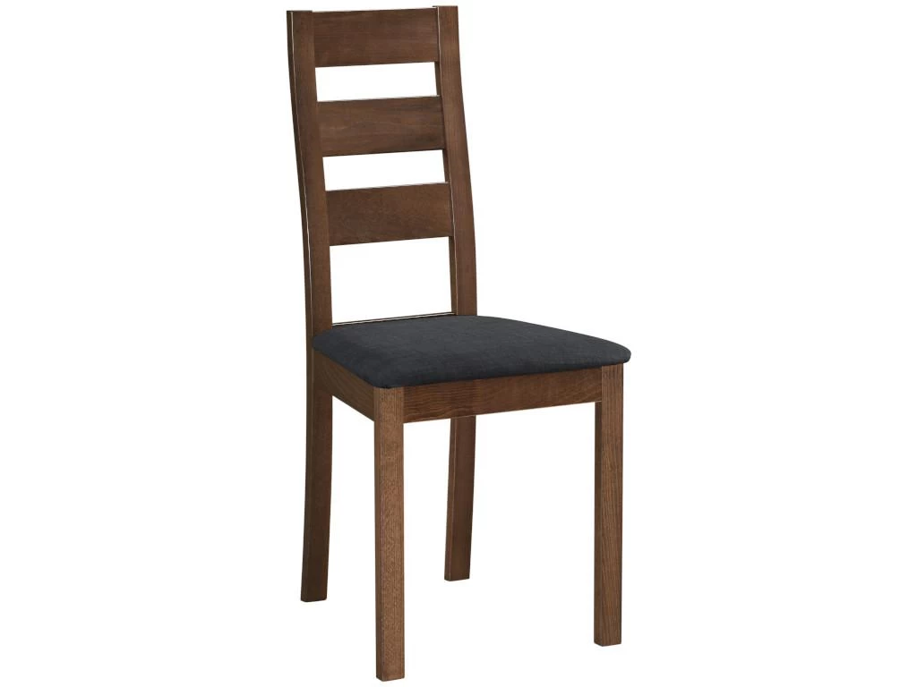 Lot De 6 Chaises ALCINO - Hêtre Et Tissu - Coloris : Noyer Et Anthracite 6 Lot De 6 Chaises ALCINO - Hêtre Et Tissu - Coloris : Noyer Et Anthracite – Image 4