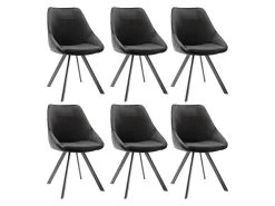 Lot De 6 Chaises VIENNA - Velours & Métal - Noir -Magasin de meubles de restaurant chaise 395039
