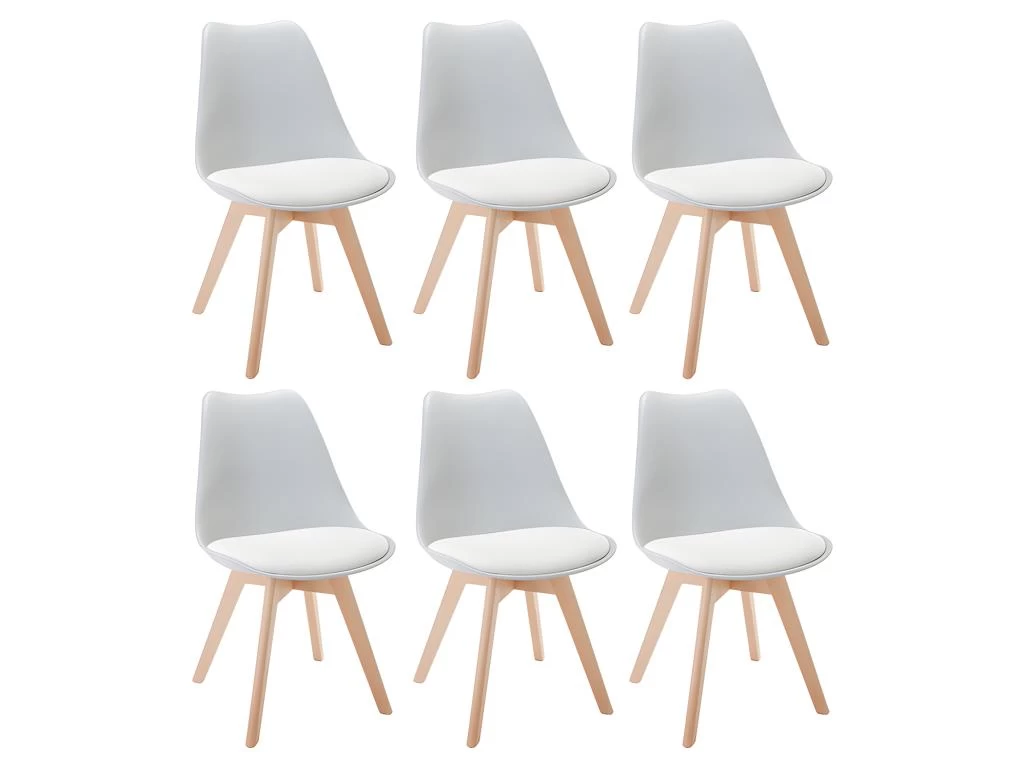 Lot De 6 Chaises JODY - Polypropylène Et Hêtre - Gris Clair 4 Lot De 6 Chaises JODY - Polypropylène Et Hêtre - Gris Clair – Image 2