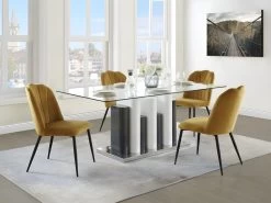 Lot De 2 Chaises ROSARIO - Effet Velours Et Métal Noir - Jaune 19 Lot De 2 Chaises ROSARIO - Effet Velours Et Métal Noir - Jaune -Magasin de meubles de restaurant chaise 397641