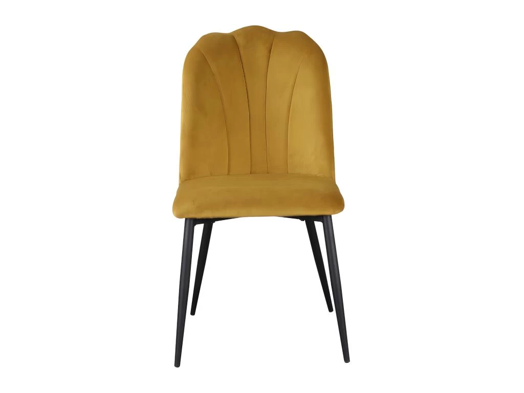 Lot De 2 Chaises ROSARIO - Effet Velours Et Métal Noir - Jaune 8 Lot De 2 Chaises ROSARIO - Effet Velours Et Métal Noir - Jaune – Image 6