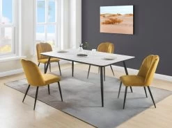 Lot De 2 Chaises ROSARIO - Effet Velours Et Métal Noir - Jaune 13 Lot De 2 Chaises ROSARIO - Effet Velours Et Métal Noir - Jaune -Magasin de meubles de restaurant chaise 397653