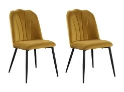 Lot De 2 Chaises ROSARIO - Effet Velours Et Métal Noir - Jaune