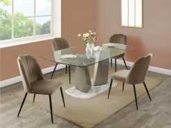 Lot De 6 Chaises ROSARIO - Effet Velours Et Métal Noir - Taupe -Magasin de meubles de restaurant chaise 397837