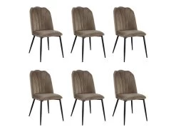 Lot De 6 Chaises ROSARIO - Effet Velours Et Métal Noir - Taupe -Magasin de meubles de restaurant chaise 397849