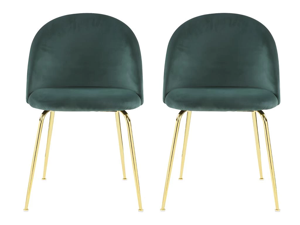 Lot De 2 Chaises - Velours Et Métal Doré - Vert - MELBOURNE 6 Lot De 2 Chaises - Velours Et Métal Doré - Vert - MELBOURNE – Image 4