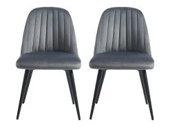Lot De 2 Chaises ELEANA - Velours & Métal Noir - Gris -Magasin de meubles de restaurant chaise 406869