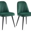 Lot De 2 Chaises ELEANA - Velours & Métal Noir - Vert