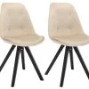 Lot De 2 Chaises Scandinaves ANEYA - Velours & Pieds Hévéa - Beige -Magasin de meubles de restaurant chaise 426847