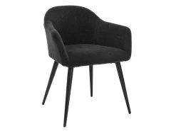Lot De 6 Chaises BIBO - Avec Accoudoirs - Effet Velours & Métal - Noir -Magasin de meubles de restaurant chaise 427963