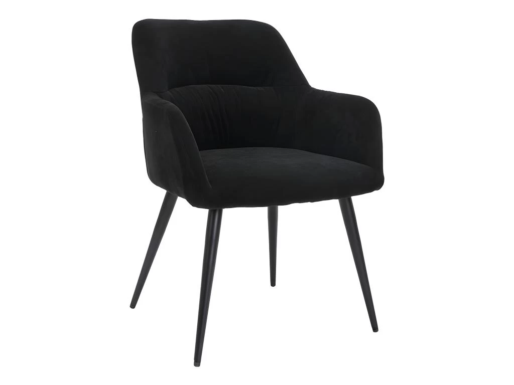 Lot De 2 Chaises - Avec Accoudoirs - Tissu Et Métal - Noir - HEKA 6 Lot De 2 Chaises - Avec Accoudoirs - Tissu Et Métal - Noir - HEKA – Image 4
