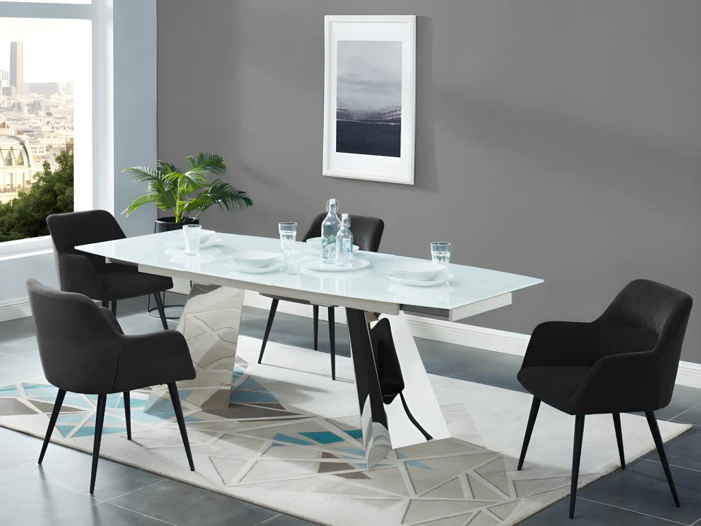 Lot De 2 Chaises - Avec Accoudoirs - Tissu Et Métal - Noir - HEKA 4 Lot De 2 Chaises - Avec Accoudoirs - Tissu Et Métal - Noir - HEKA – Image 2