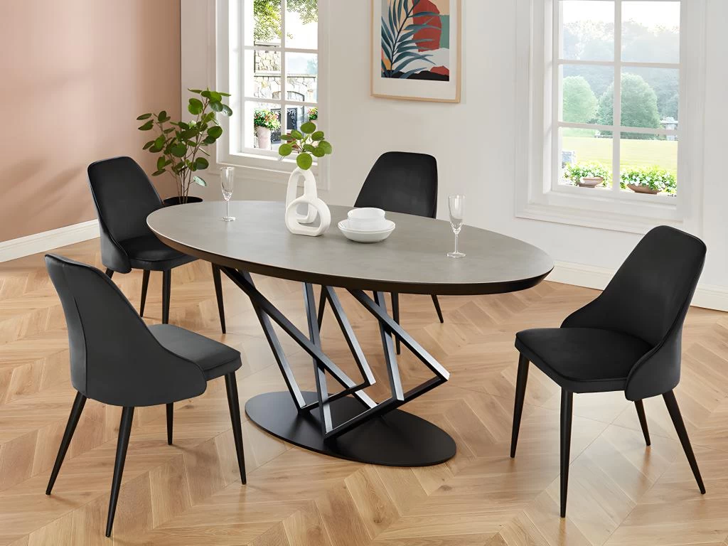 Lot De 2 Chaises - Velours Et Métal - Noir - EZRA 4 Lot De 2 Chaises - Velours Et Métal - Noir - EZRA – Image 2