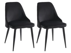 Lot De 2 Chaises - Velours Et Métal - Noir - EZRA