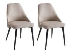 Lot De 2 Chaises EZRA - Tissu Et Métal - Crème