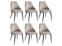 Lot De 6 Chaises EZRA - Tissu Et Métal - Crème -Magasin de meubles de restaurant chaise 439929