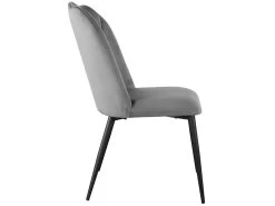 Lot De 2 Chaises ROSARIO - Effet Velours Et Métal Noir - Gris -Magasin de meubles de restaurant chaise 446901