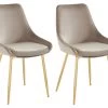 Lot De 2 Chaises MASURIE - Velours Et Métal Doré - Taupe