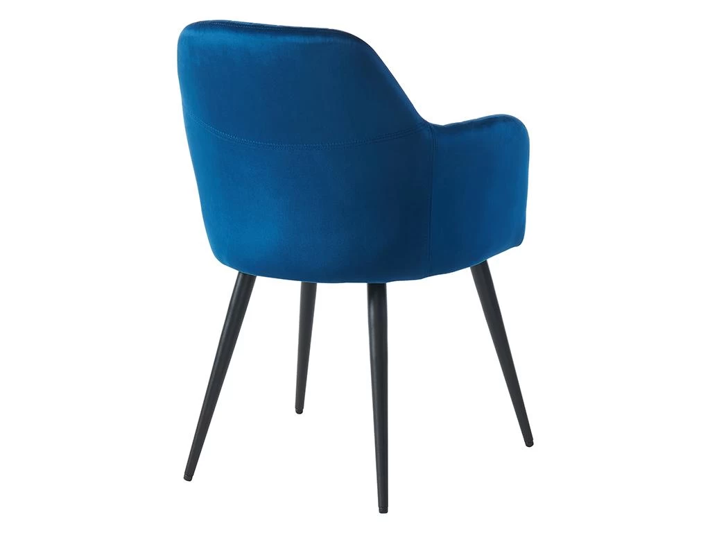 Lot De 2 Chaises Avec Accoudoirs En Velours Et Métal Noir - Bleu - ELEANA 7 Lot De 2 Chaises Avec Accoudoirs En Velours Et Métal Noir - Bleu - ELEANA – Image 5