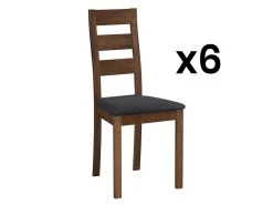Lot De 6 Chaises ALCINO - Hêtre Et Tissu - Coloris : Noyer Et Anthracite