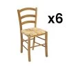 Lot De 6 Chaises PAYSANNE - Hêtre Massif Teinté Chêne, Paille De Riz -Magasin de meubles de restaurant chaise 452601