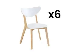 Lot De 6 Chaises CARINE - Hévéa Massif Et MDF - Blanc