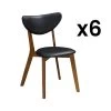 Lot De 6 Chaises LISETTE - Hévéa Massif & Simili - Noyer Et Noir -Magasin de meubles de restaurant chaise 452637