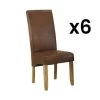 Lot De 6 Chaises SANTOS - Microfibre Aspect Cuir Vieilli - Pieds Bois Clair -Magasin de meubles de restaurant chaise 452643