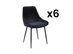 Lot De 6 Chaises - Velours Et Métal Noir - Noir - MASURIE