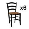 Lot De 6 Chaises PAYSANNE - Hêtre Massif Teinté Noir, Paille De Riz -Magasin de meubles de restaurant chaise 452669