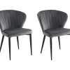 Lot De 2 Chaises CRUSTI - Velours Et Métal - Gris -Magasin de meubles de restaurant chaise 453597