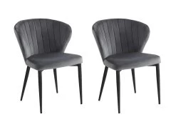 Lot De 2 Chaises CRUSTI - Velours Et Métal - Gris