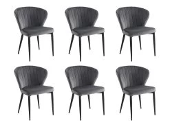 Lot De 6 Chaises CRUSTI - Velours Et Métal - Gris -Magasin de meubles de restaurant chaise 453609
